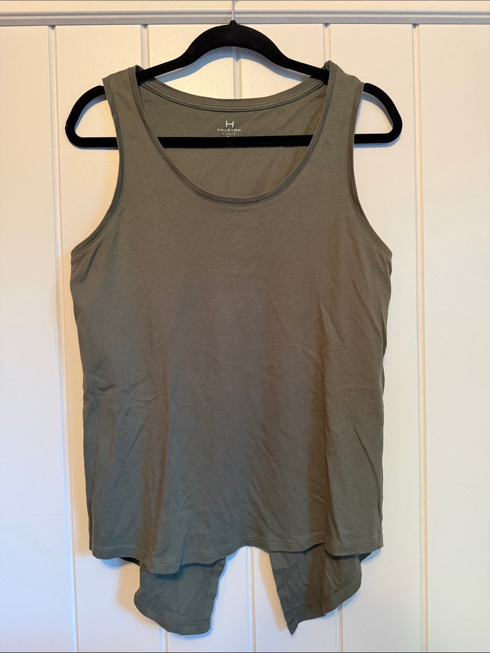 Halston Studio Olive Cotton Tank Top